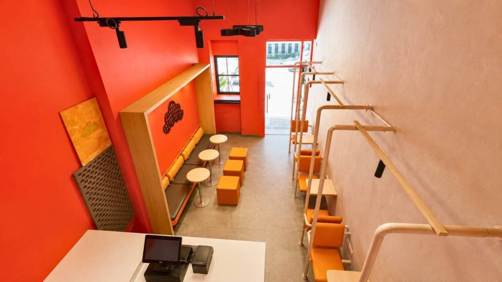 The Croffle Guys interior, open BOH-FOH counter flow