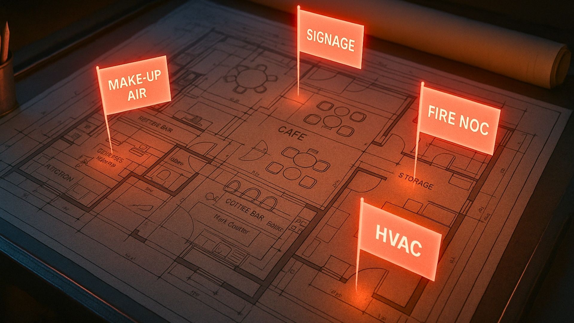 MEP design and shop drawings for restaurant electrical, plumbing and HVAC