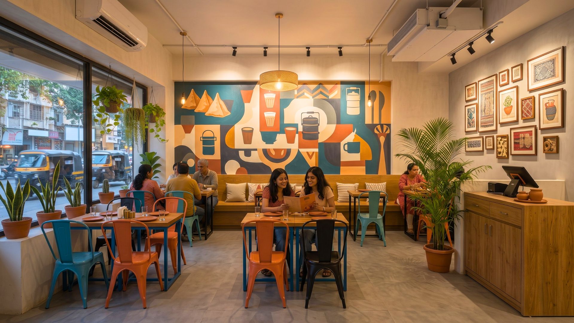 Reupholstered coffee shop furniture