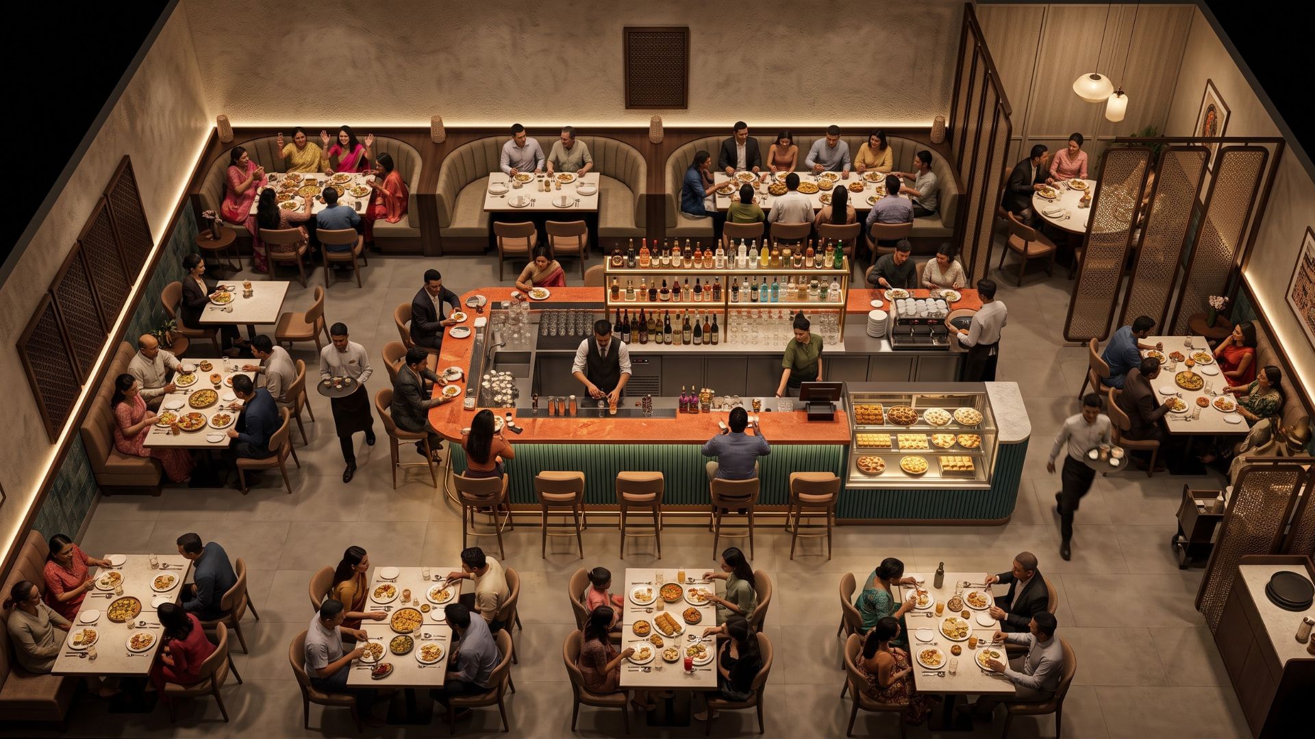 Restaurant lighting and layout influencing customer spending