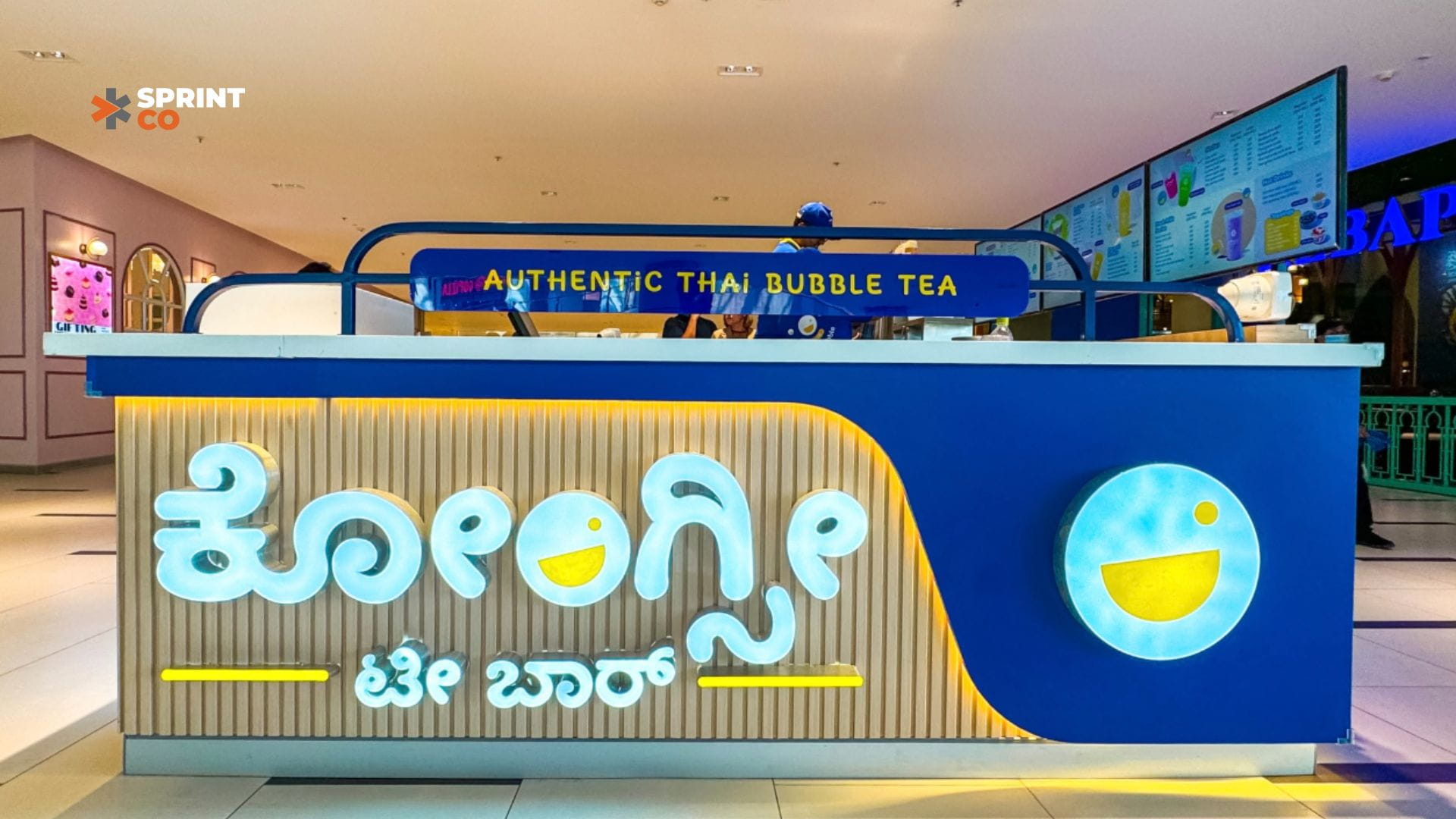 Kongsi Tea Bar Blue Kiosk Counter