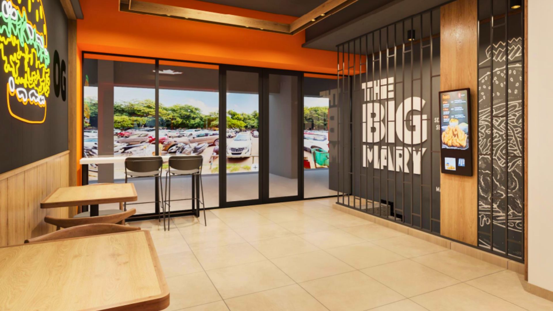MB Chicken Big Mary Wall with Parking View