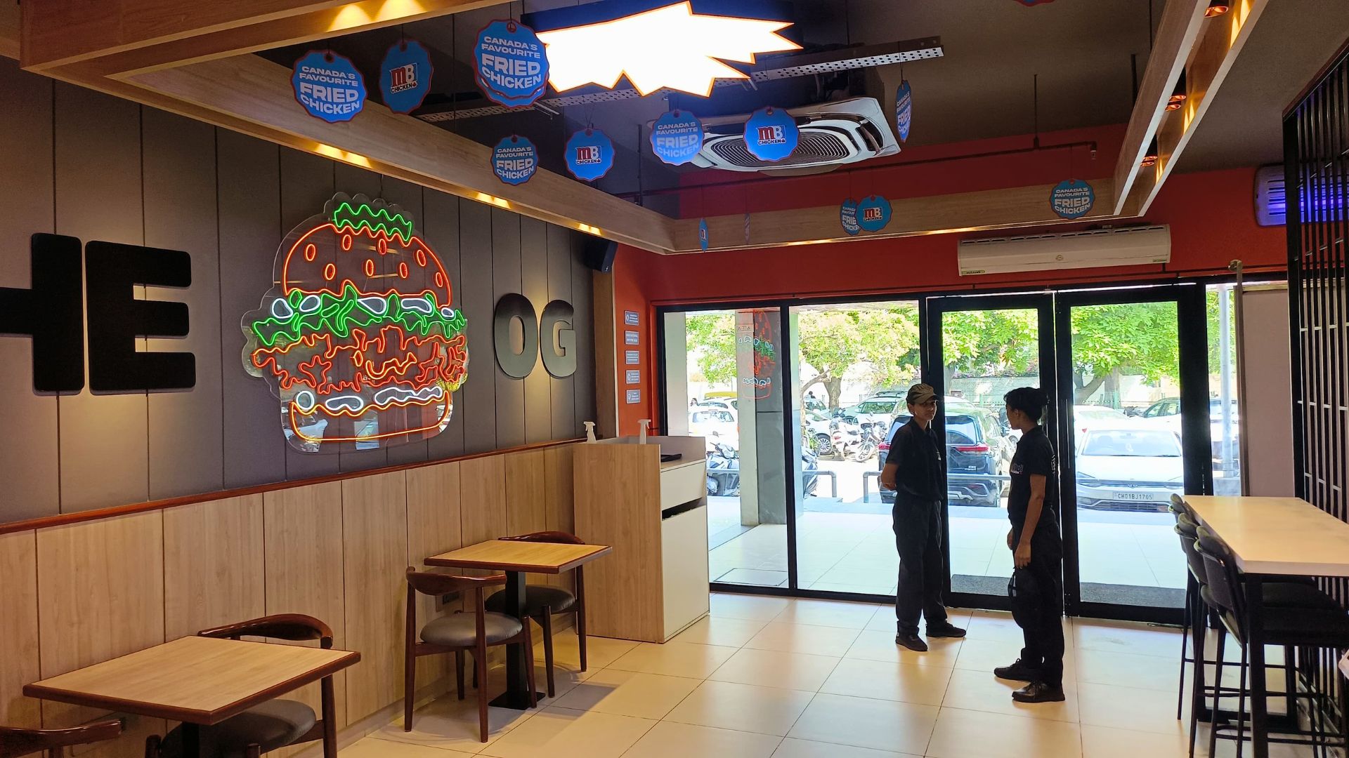 MB Chicken Neon Burger and The OG Wall