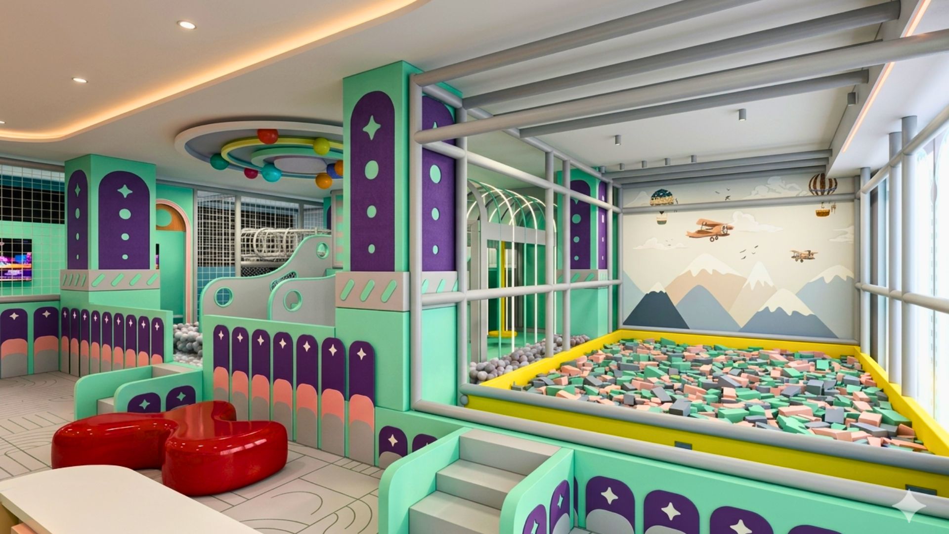 Zaazaa Soft Play Area with Mountain Mural
